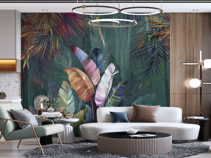Fototapeta Magiczny tropikalny las we wnętrzu salonu